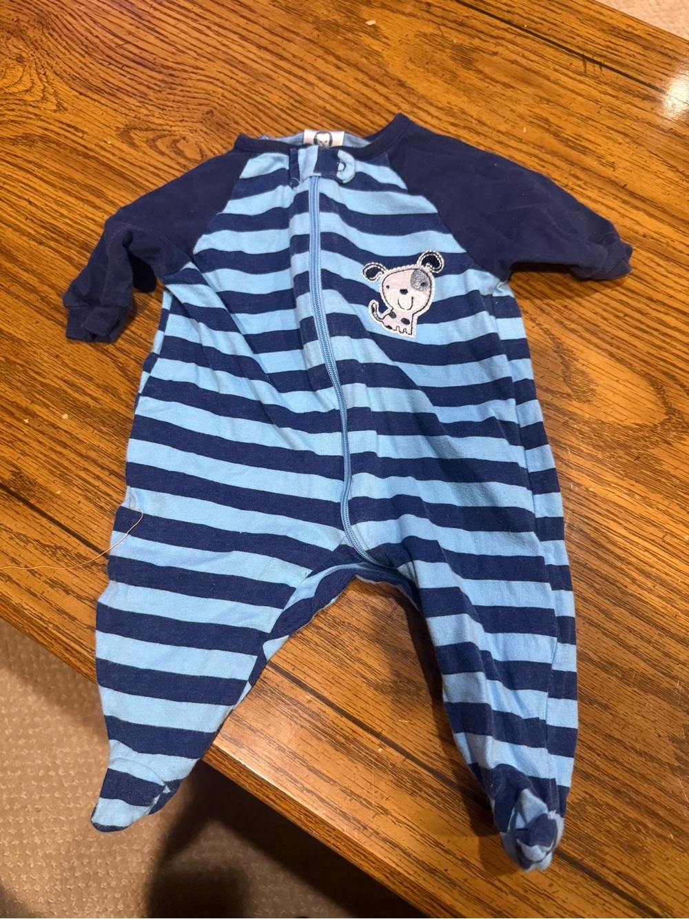 6 for $10 Gerber Navy and Light Blue Striped Footed One-Piece
